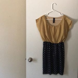 Navy and mustard dress